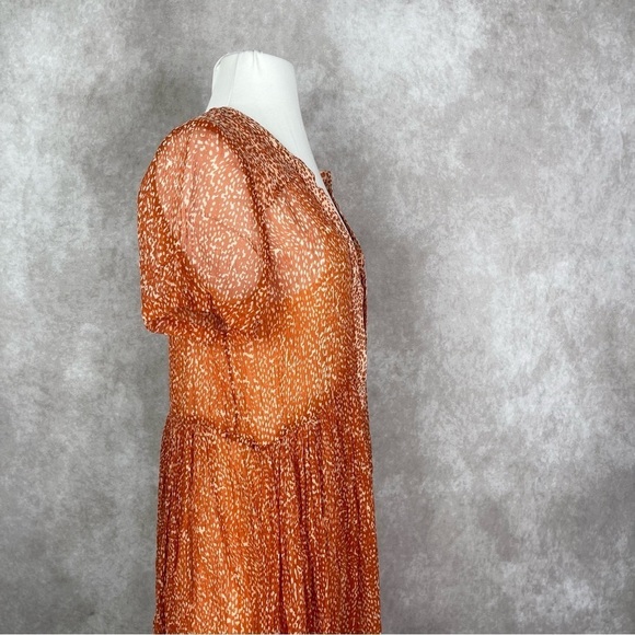 Maeve x Anthropologie Adrian Sheer Tunic Dress In Dark Orange Women's Size S - Picture 4 of 10